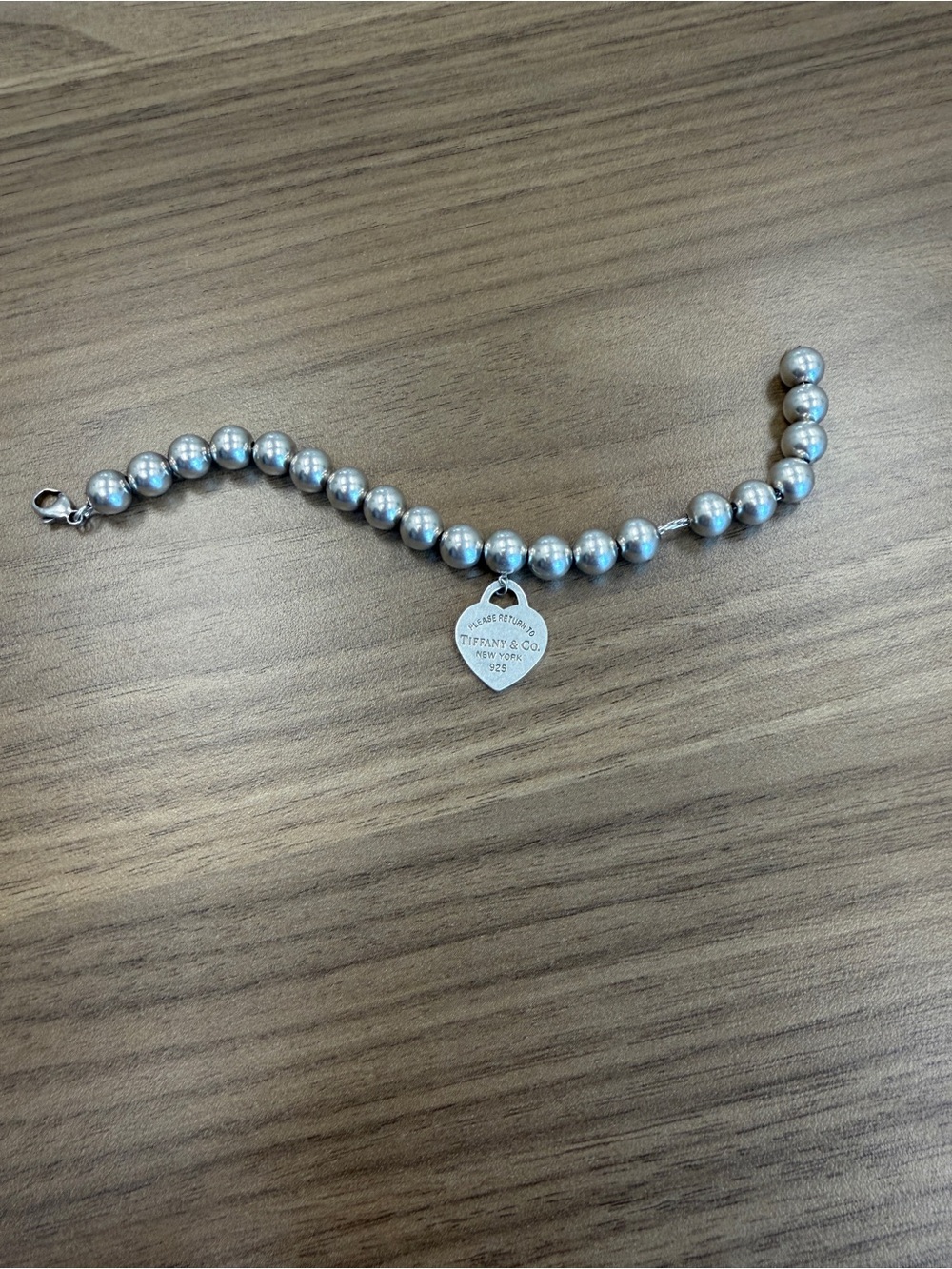 Tiffany & Co. Silver Heart Tag Bead Bracelet - Picture 2 of 4